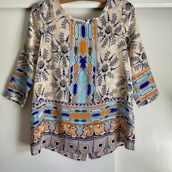 Maeve Anthropologie Sydney Silk Blouse Size 2 Button Down Floral Print Top XS - Picture 1 of 14